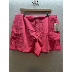 A New Day Women Dress Shorts Midi Pleated Pockets Stretch Hot Pink  NEW SIZE  16